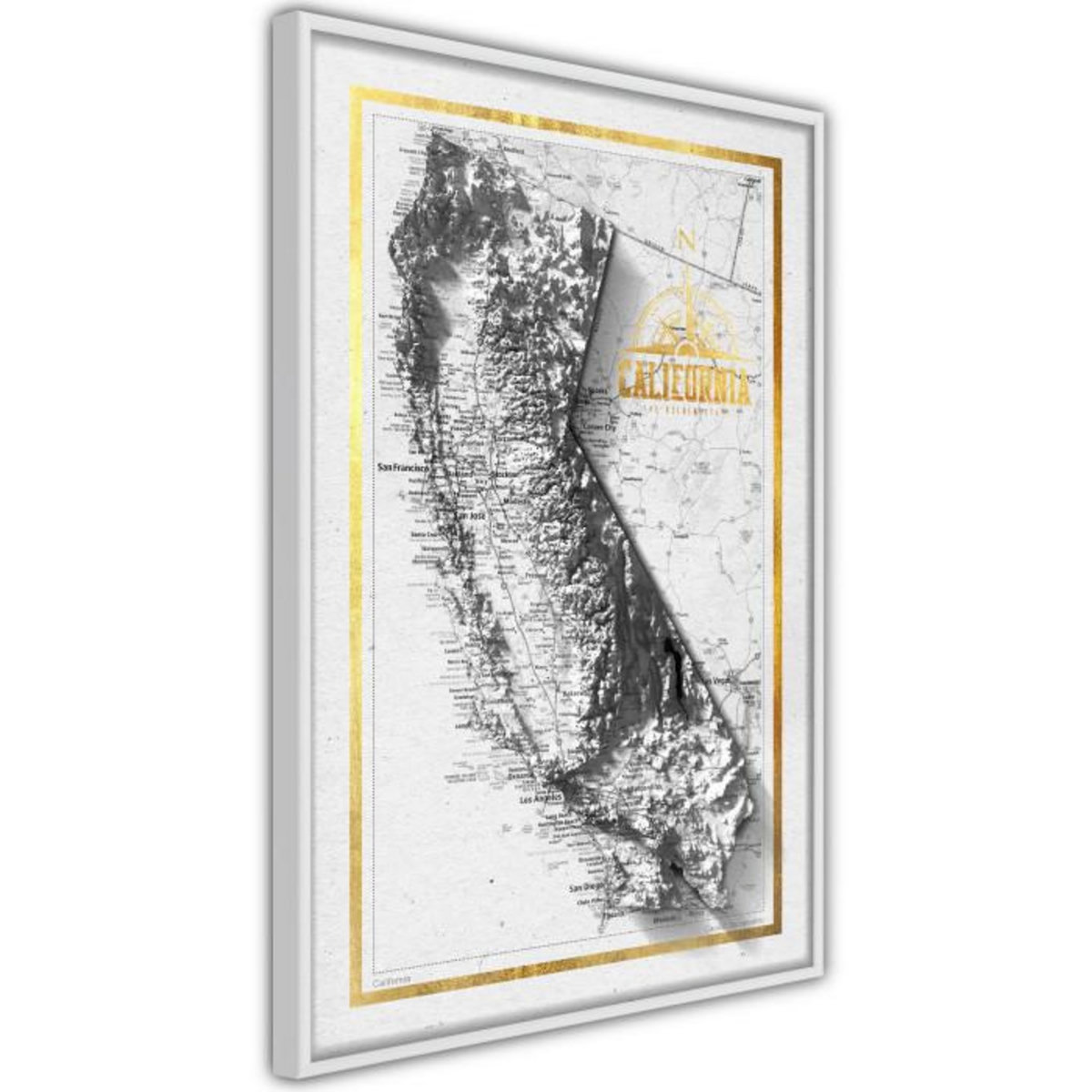 Paris Prix Affiche Murale Encadrée  Raised Relief Map California