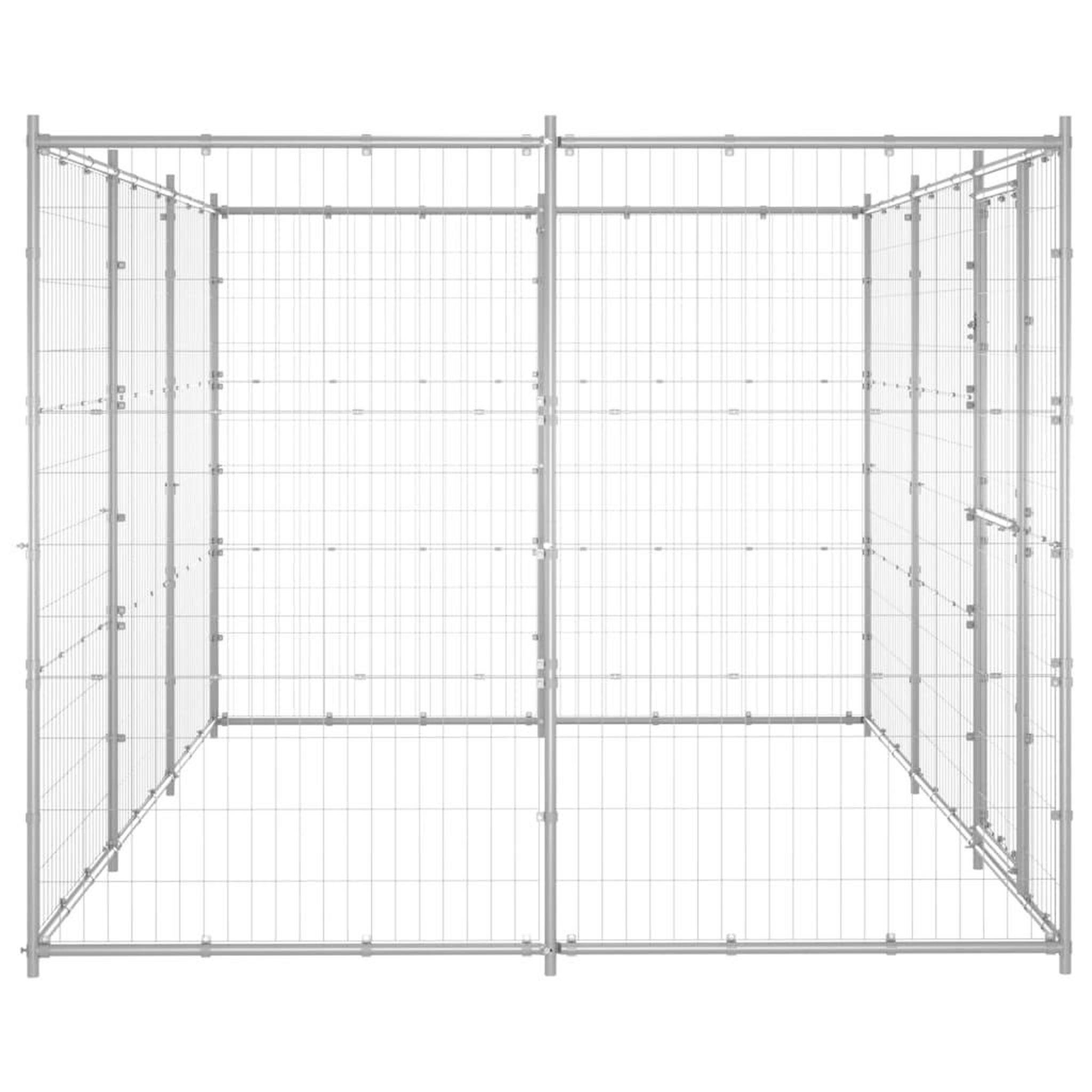 Voir la diapositive 3 : VIDAXL Chenil exterieur Acier galvanise 7,26 m²
