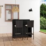 VIDAXL Ensemble de bar de jardin avec coussins 3 pcs Noir