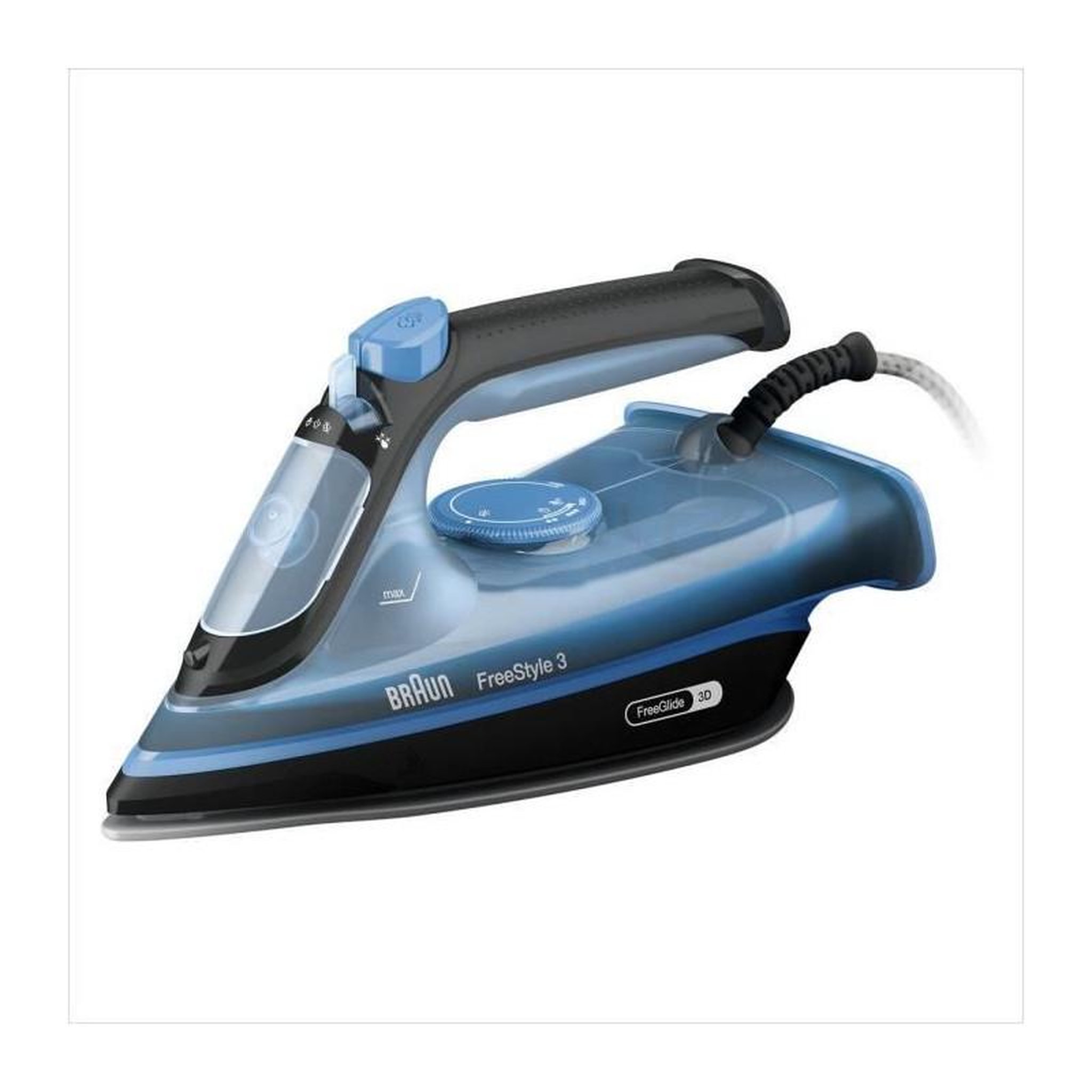 Voir la diapositive 3 : BRAUN BRAUN FI3194 BK FreeStyle 3 - Fer vapeur - Puissance 2400 W - Vapeur constante 45 g/min Pressing 200g/min - Semelle SuperCeramic