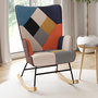 Voir la diapositive 2 : ID MARKET Fauteuil scandinave IVAR en tissu à bascule patchwork multicouleurs