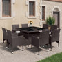 Voir la diapositive 1 : VIDAXL Ensemble a manger de jardin 9pcs Resine tressee et verre Marron
