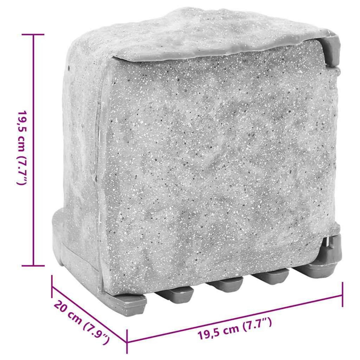 VIDAXL Prise d'exterieur avec piquet a 4 voies aspect de pierre gris