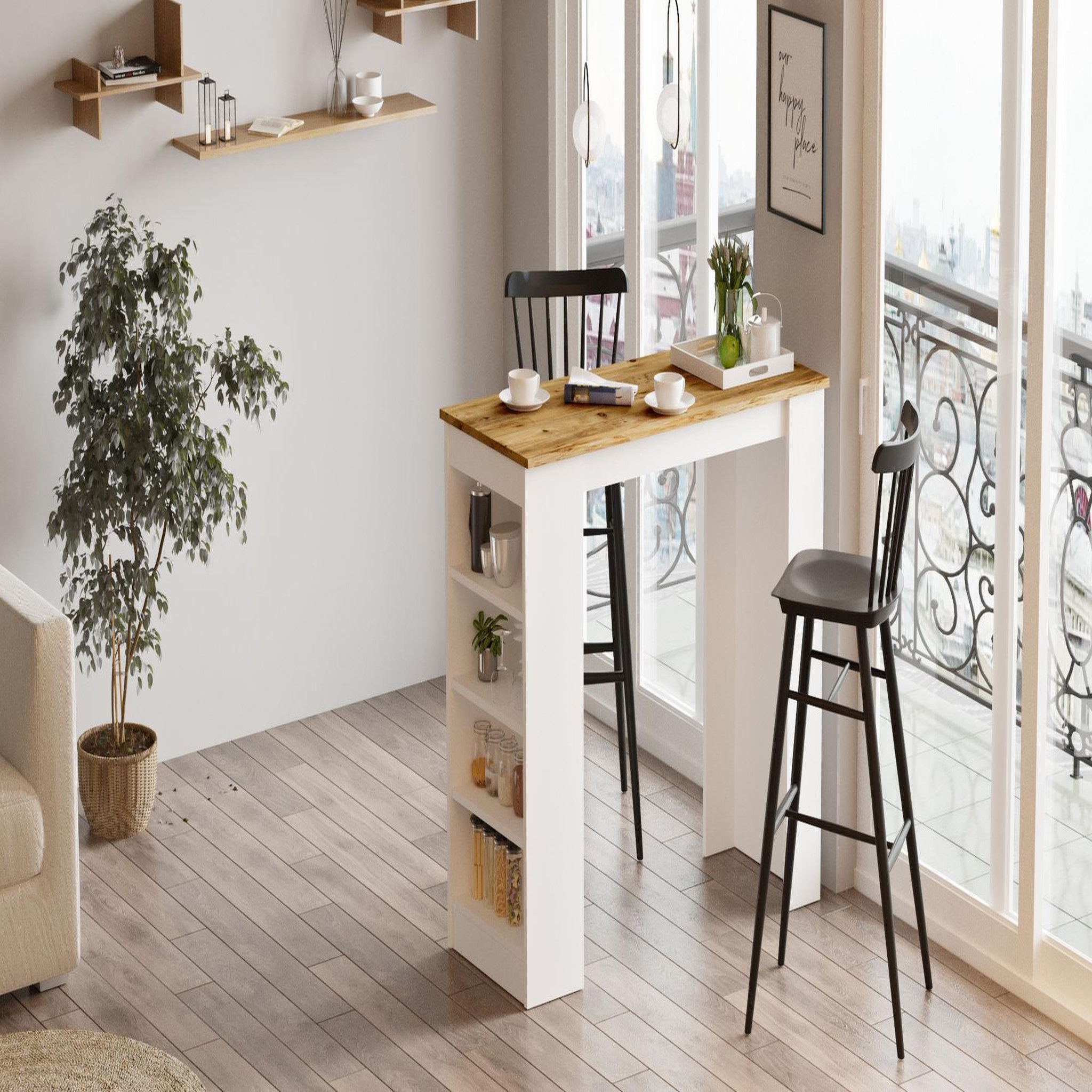 Voir la diapositive 4 : Habitat et Jardin Table de repas en bois  setup  - 120 x 52 x 102 cm - marron