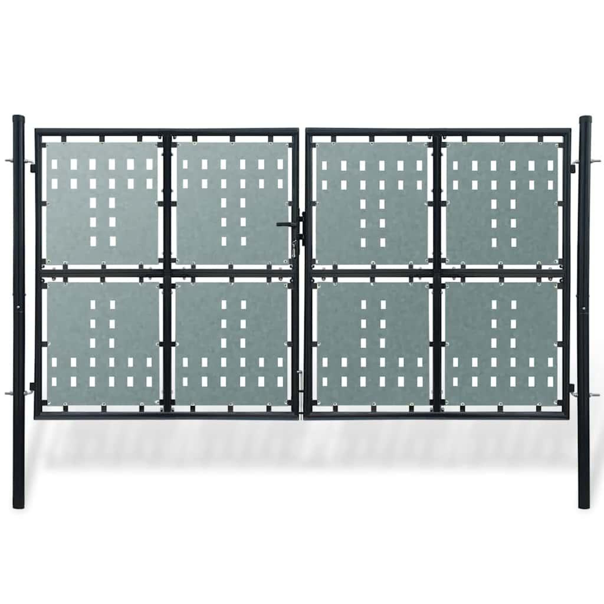 Voir la diapositive 1 : VIDAXL Portail de cloture noir a une porte 300x175 cm