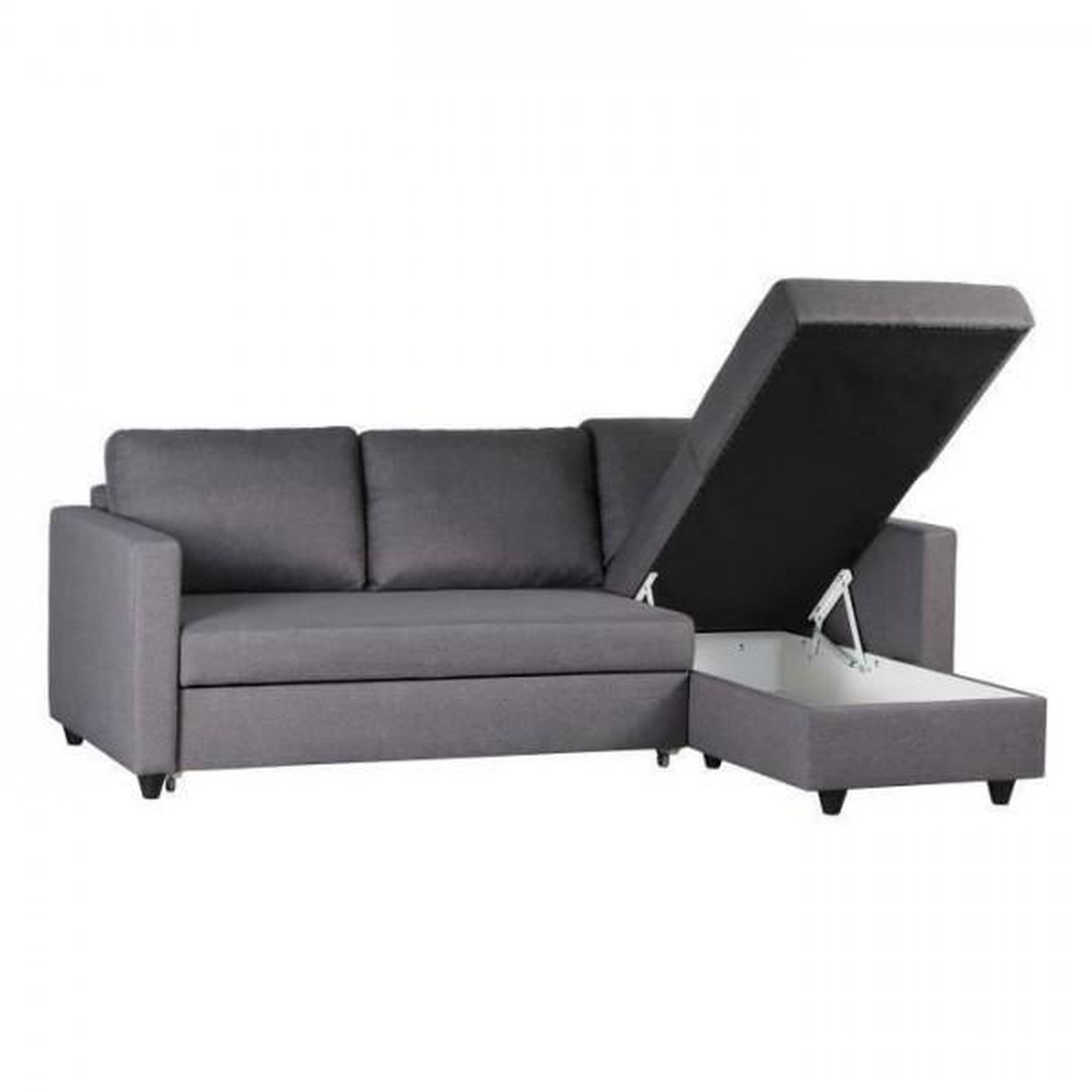 Voir la diapositive 6 : MARKET24 Canapé d'angle convertible réversible 3 places - Tissu gris - Contemporain - L 222 x P 150 x H 86 cm - CATS - Fabriqué en Ukr