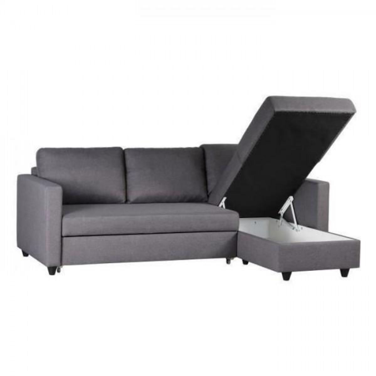 MARKET24 Canapé d'angle convertible réversible 3 places - Tissu gris - Contemporain - L 222 x P 150 x H 86 cm - CATS - Fabriqué en Ukr