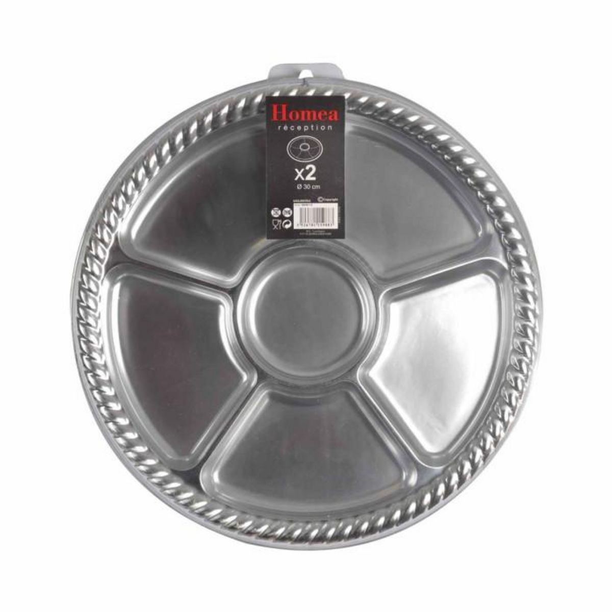 Paris Prix Lot de 2 Plats & 6 Compartiments  Tressé  30cm Argent