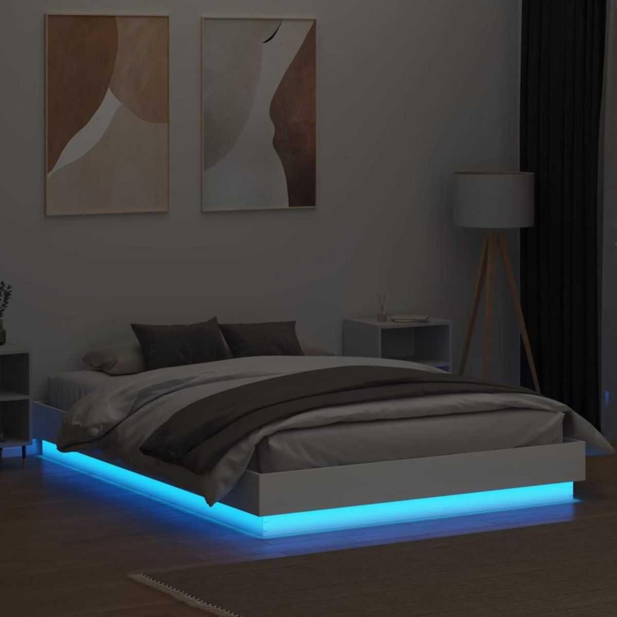 VIDAXL Cadre de lit avec LED sans matelas blanc 150x200 cm