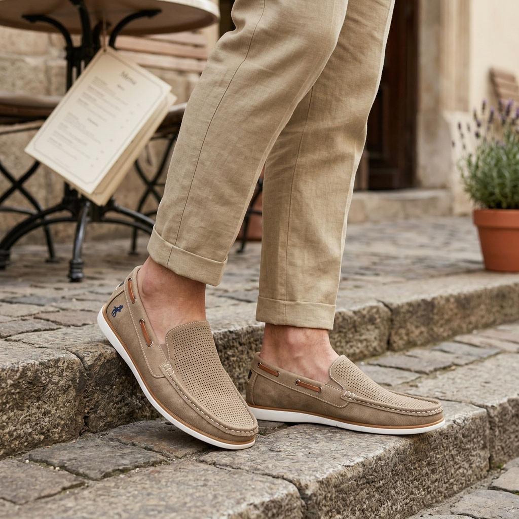 Voir la diapositive 2 : OZABI OZABI Mocassins homme respirants perforés confort été 39-45