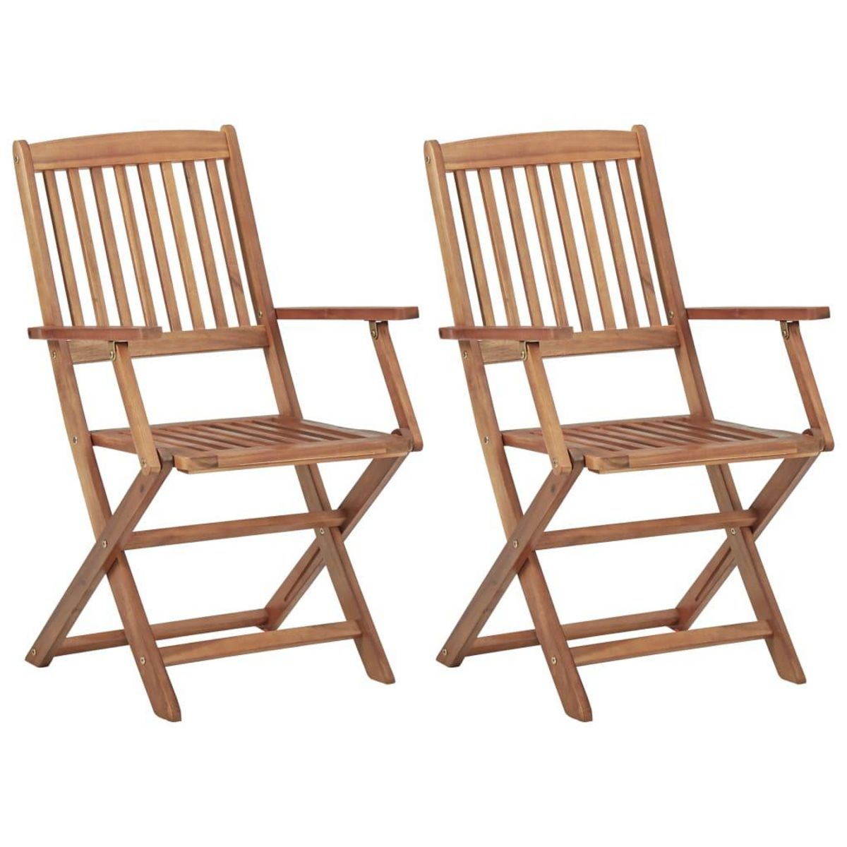 VIDAXL Chaises pliables de jardin lot de 2 avec coussins Bois d'acacia