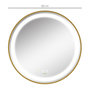 Voir la diapositive 3 : KLEANKIN Miroir rond LED tactile salle de bain dia. 60 cm - 3 couleurs température, affichage heure - alu doré