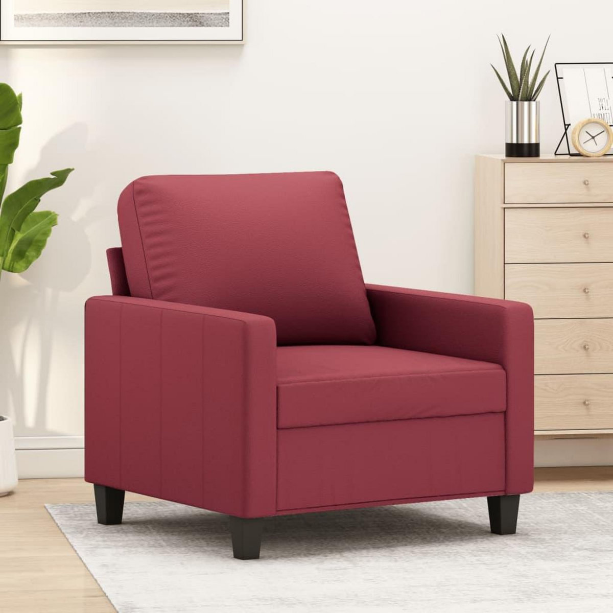 VIDAXL Fauteuil Rouge bordeaux 60 cm Similicuir