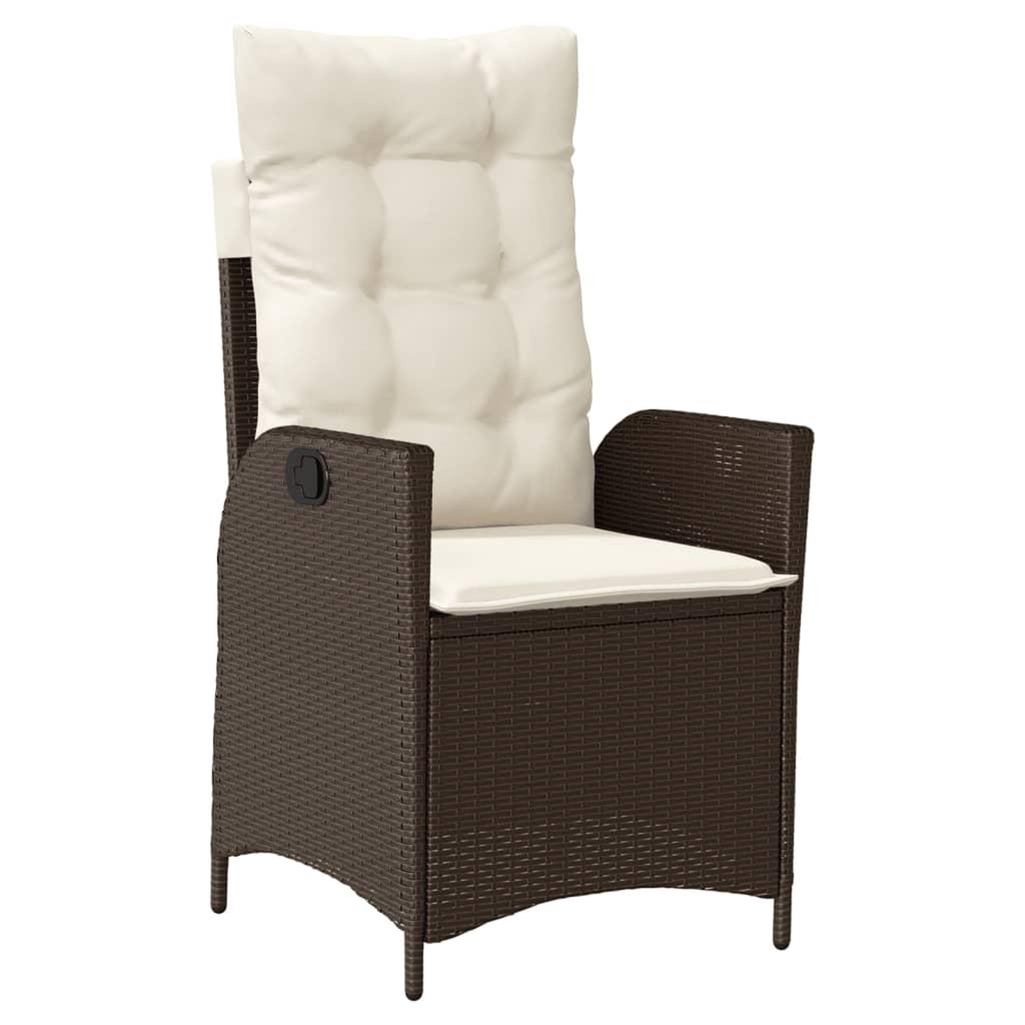Voir la diapositive 2 : VIDAXL Chaise inclinable de jardin avec coussins marron resine tressee