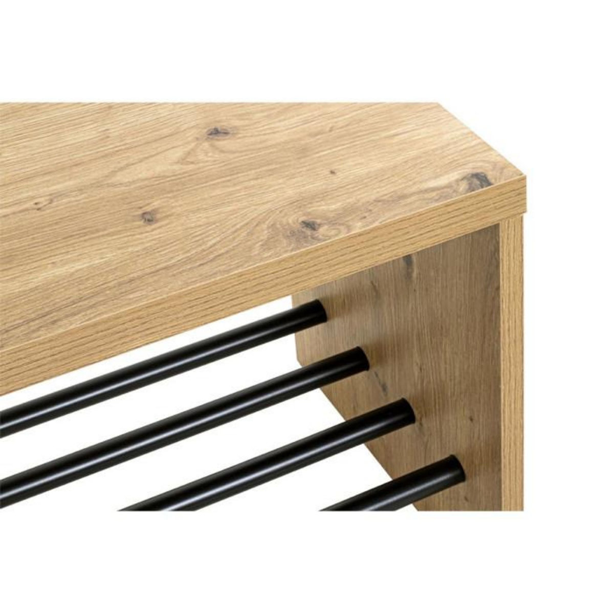 Paris Prix Banc à Chaussures  Wilfried  70cm Chêne & Noir