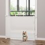 Voir la diapositive 4 : PAWHUT Barrière de sécurité barrière animaux rétractable automatique 1,65L x 0,85H m teslin alu. PVC blanc