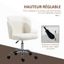 Voir la diapositive 4 : HOMCOM Chaise de bureau design - hauteur réglable, pivotante - piètement acier chromé revêtement effet laine bouclée blanc