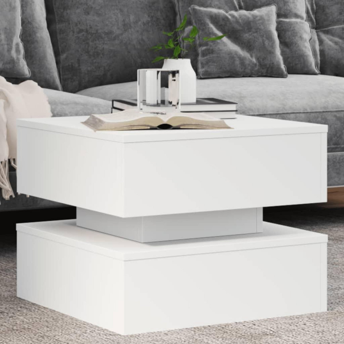 VIDAXL Table basse avec lumieres LED blanc 50x50x40 cm