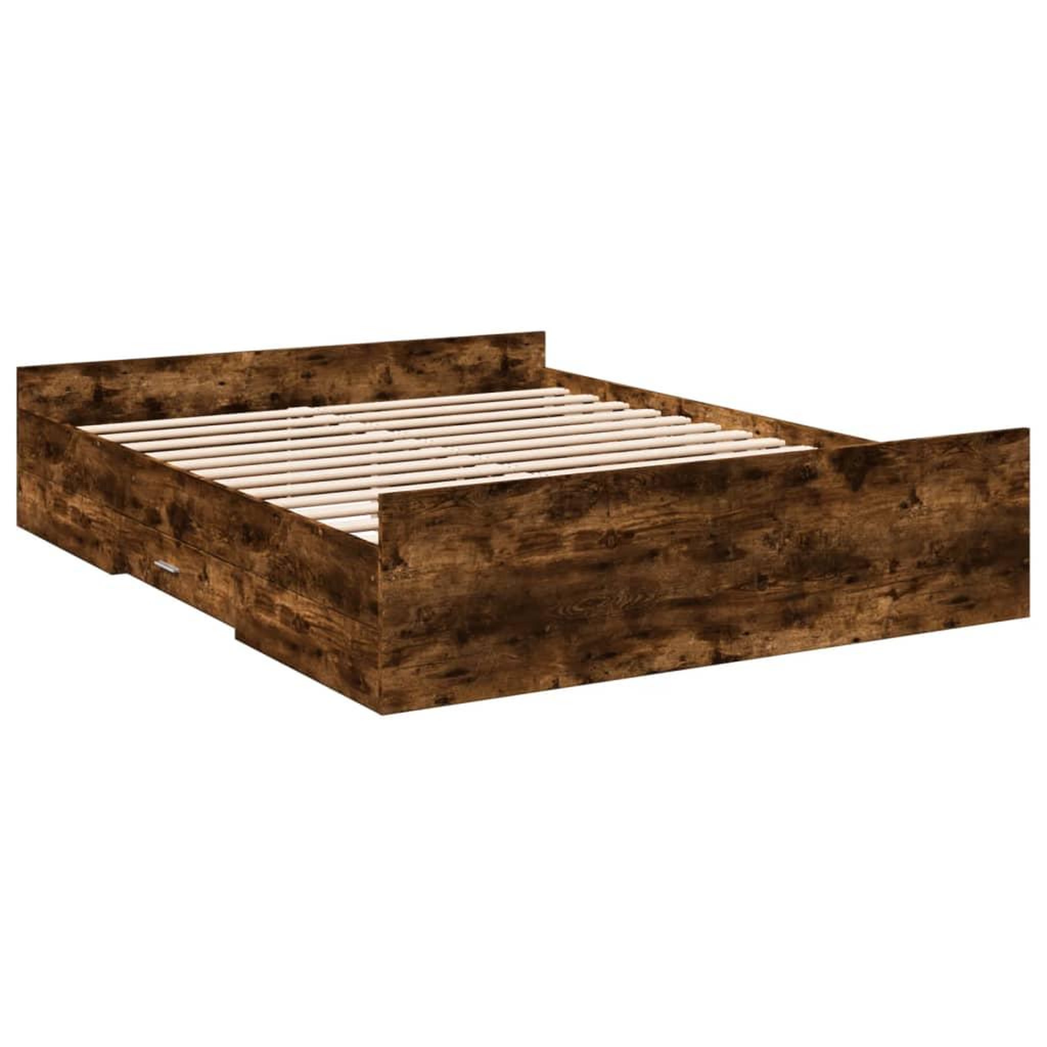 Voir la diapositive 3 : VIDAXL Cadre de lit avec tiroirs sans matelas chene fume 150x200 cm