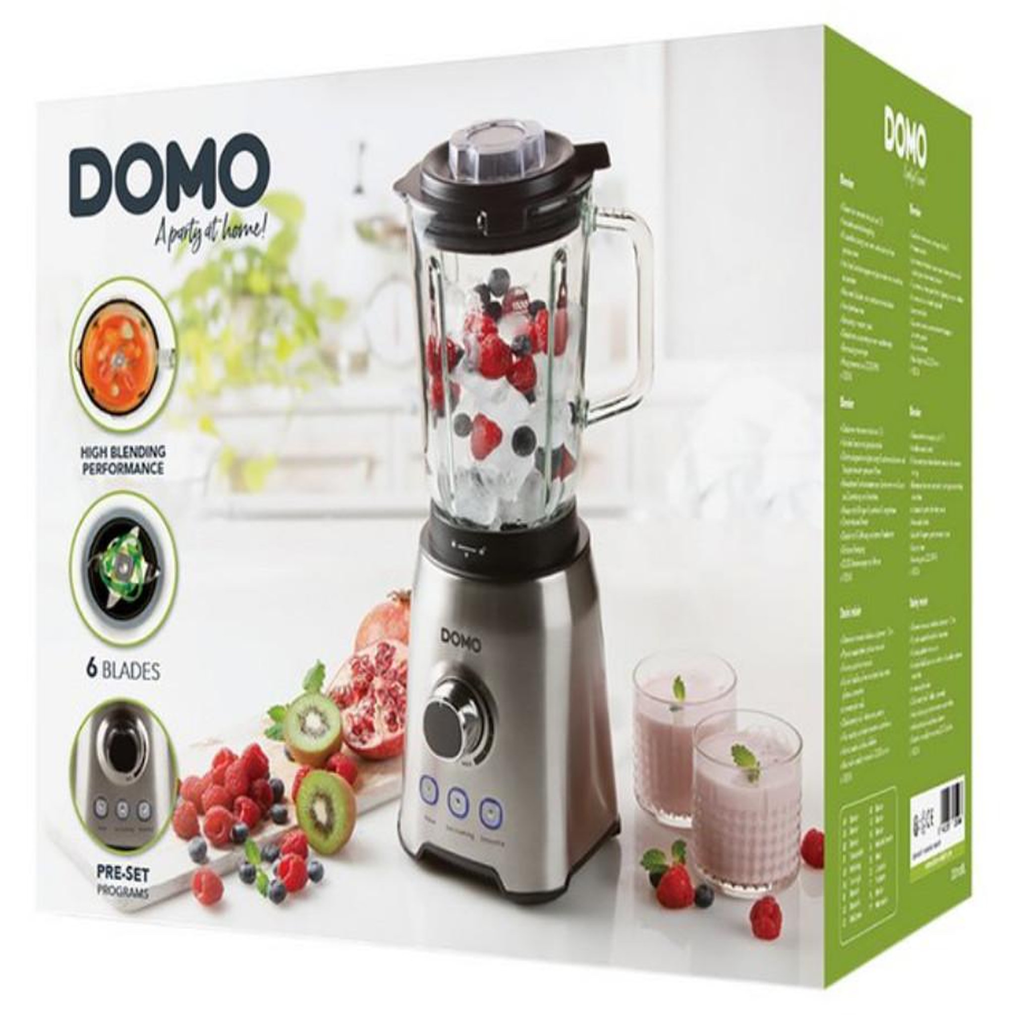 Voir la diapositive 3 : Domo Blender 1.5l 1000w inox - do710bl