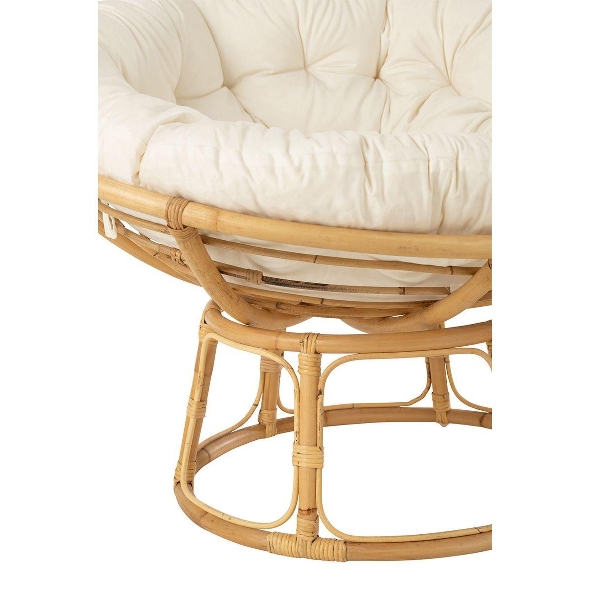 Voir la diapositive 4 : J-LINE Fauteuil en rotin & coussin  céline  115cm naturel
