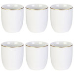 Paris Prix Lot de 6 Tasses Déco  Liseré Doré  8cm Blanc
