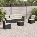 VIDAXL Salon de jardin 7 pcs avec coussins noir resine tressee