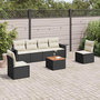 Voir la diapositive 1 : VIDAXL Salon de jardin 7 pcs avec coussins noir resine tressee