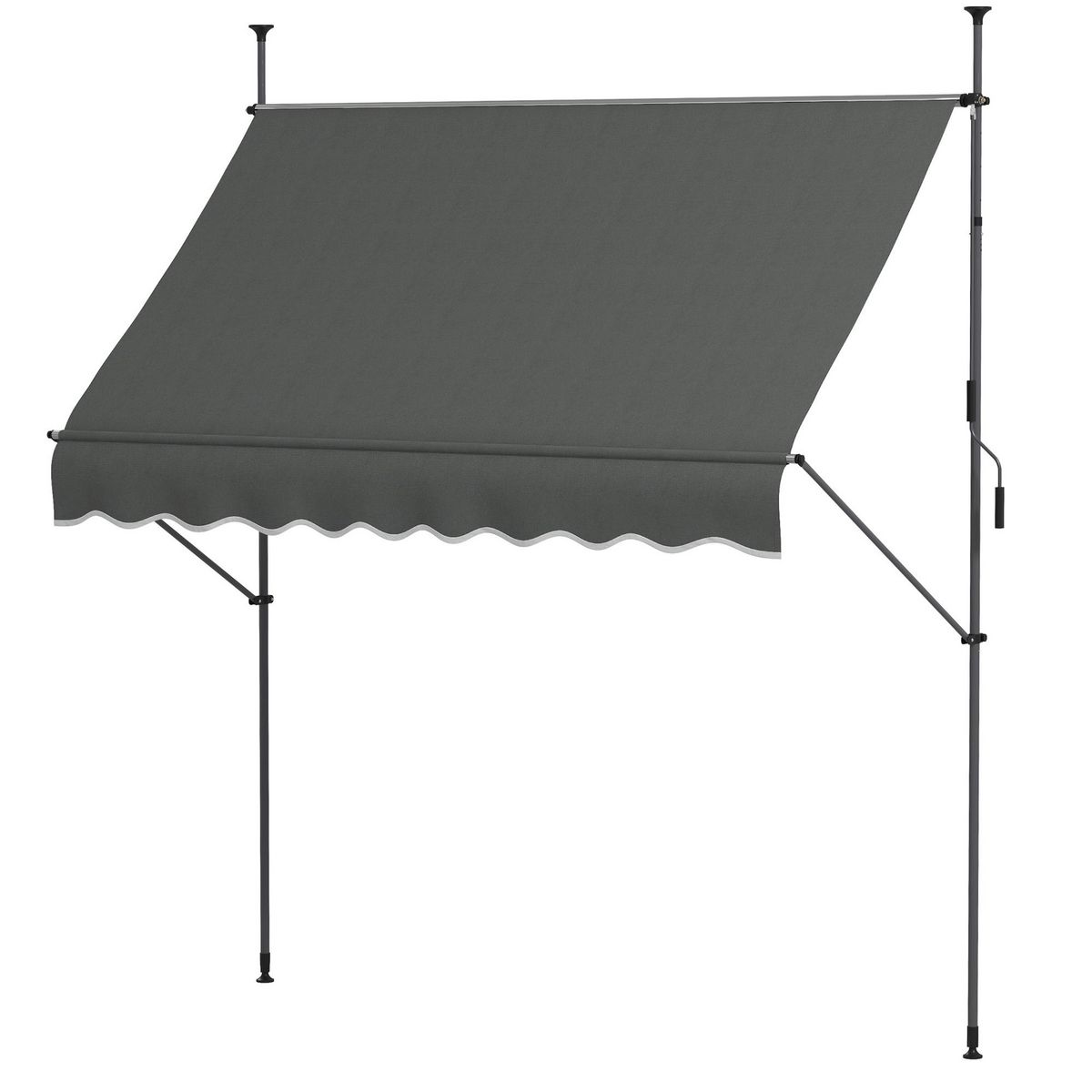 OUTSUNNY Store banne autoportant manuel rétractable 2,5L x 1,2l x 2,1-3H m inclinaison réglable métal alu polyester gris