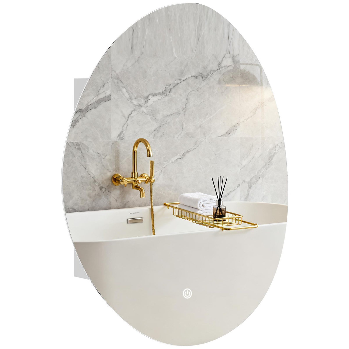 HOMCOM Armoire miroir organique LED réglable salle de bain 2 étagères