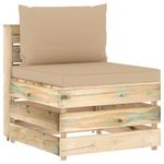 VIDAXL Canape central sectionnel avec coussins Bois impregne de vert