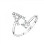 SC CRYSTAL Bague lettre A ajustable SC Crystal ornée de Zirconium. Coloris disponibles : Gris