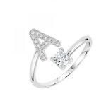 SC CRYSTAL Bague lettre A ajustable SC Crystal ornée de Zirconium. Coloris disponibles : Gris
