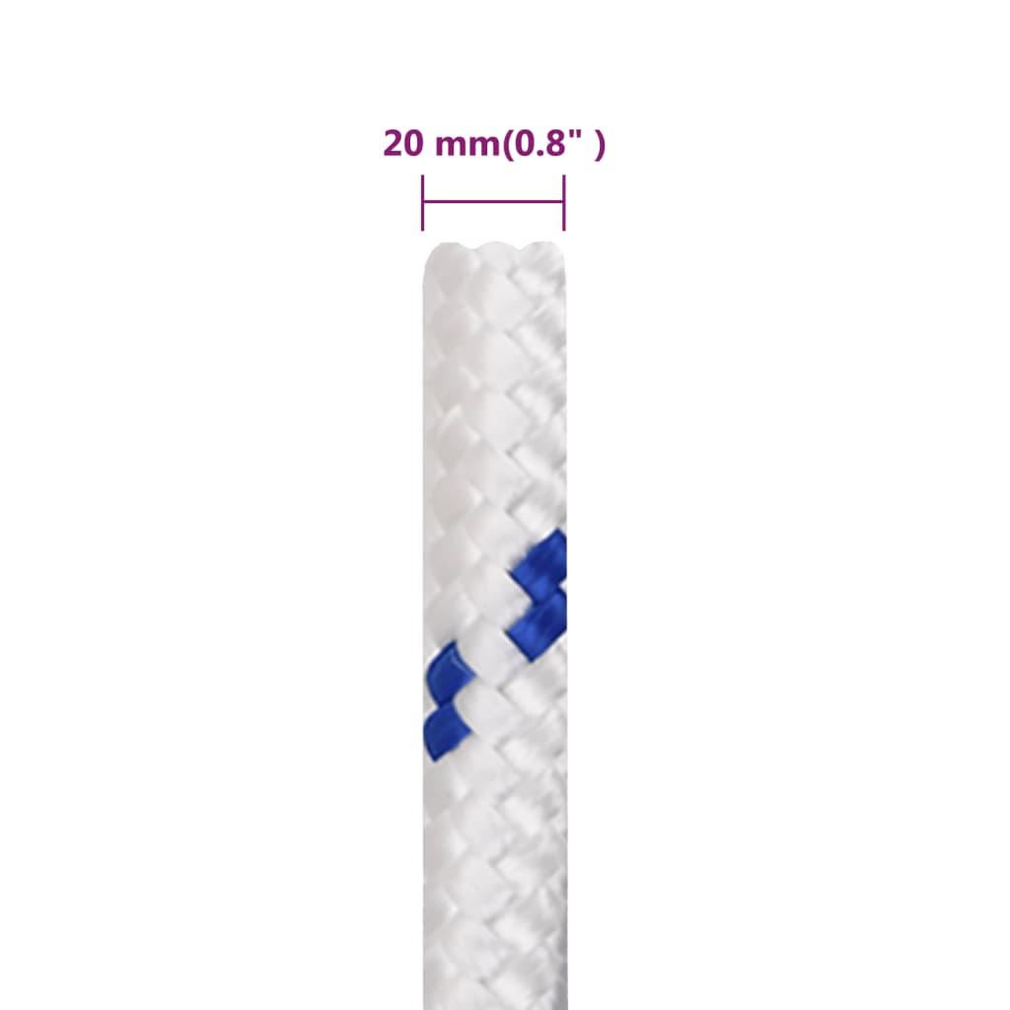 Voir la diapositive 6 : VIDAXL Corde de bateau Blanc 20 mm 50 m Polypropylene