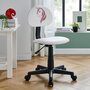 IDIMEX Chaise de bureau pour enfant UNICORN fauteuil pivotant sans accoudoirs hauteur réglable, en synthétique blanc avec motif licorne