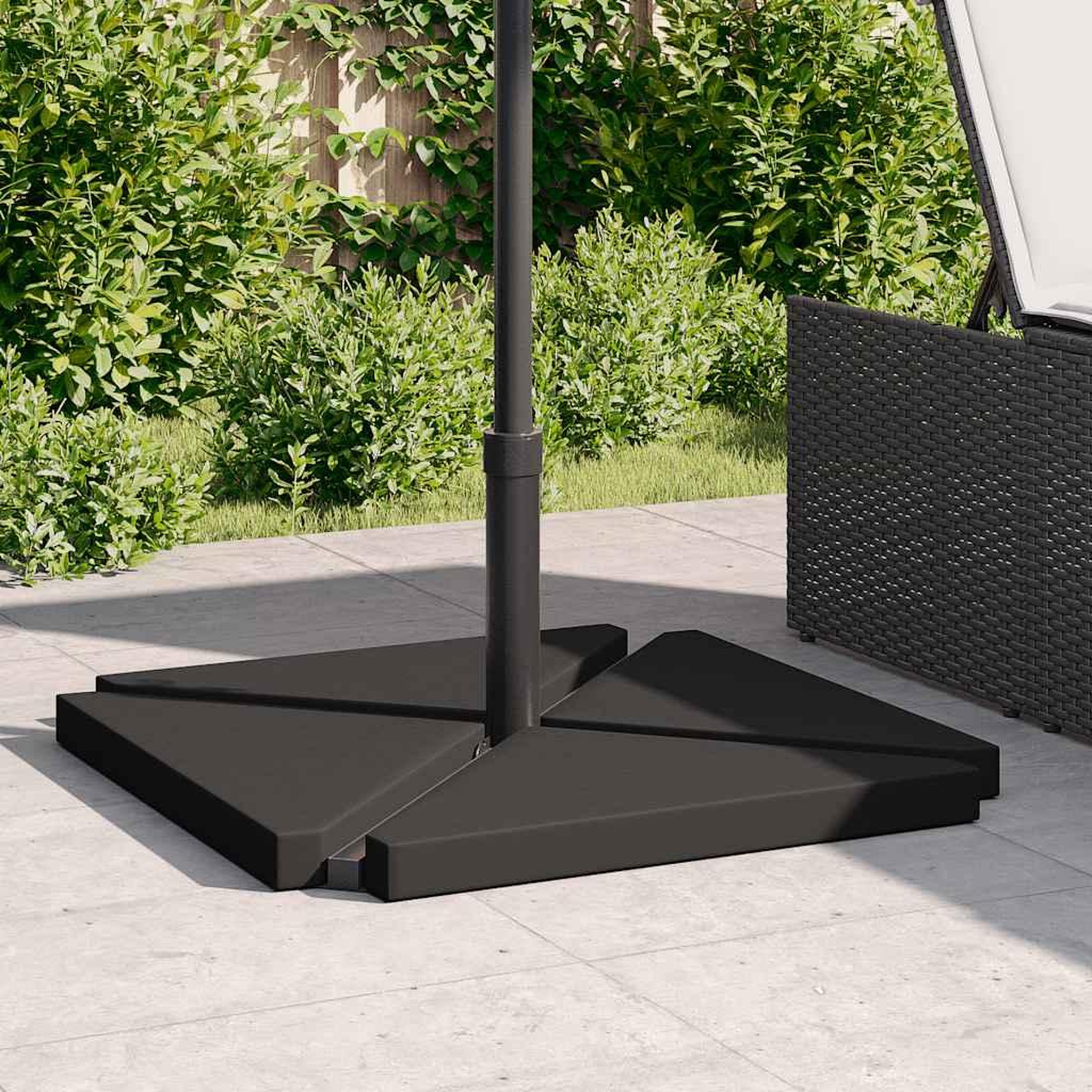 Voir la diapositive 3 : VIDAXL Plaques de poids de parasol 4 pcs triangulaire granit noir 14kg