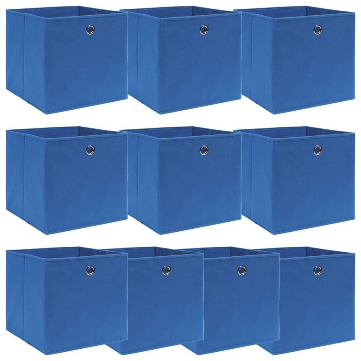 VIDAXL Boîtes de rangement 10 pcs Bleu 32x32x32 cm Tissu