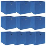 VIDAXL Boîtes de rangement 10 pcs Bleu 32x32x32 cm Tissu
