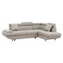 Voir la diapositive 5 : Canapé d'angle droit convertible 5 places tissu pieds bois clair MARIUS 