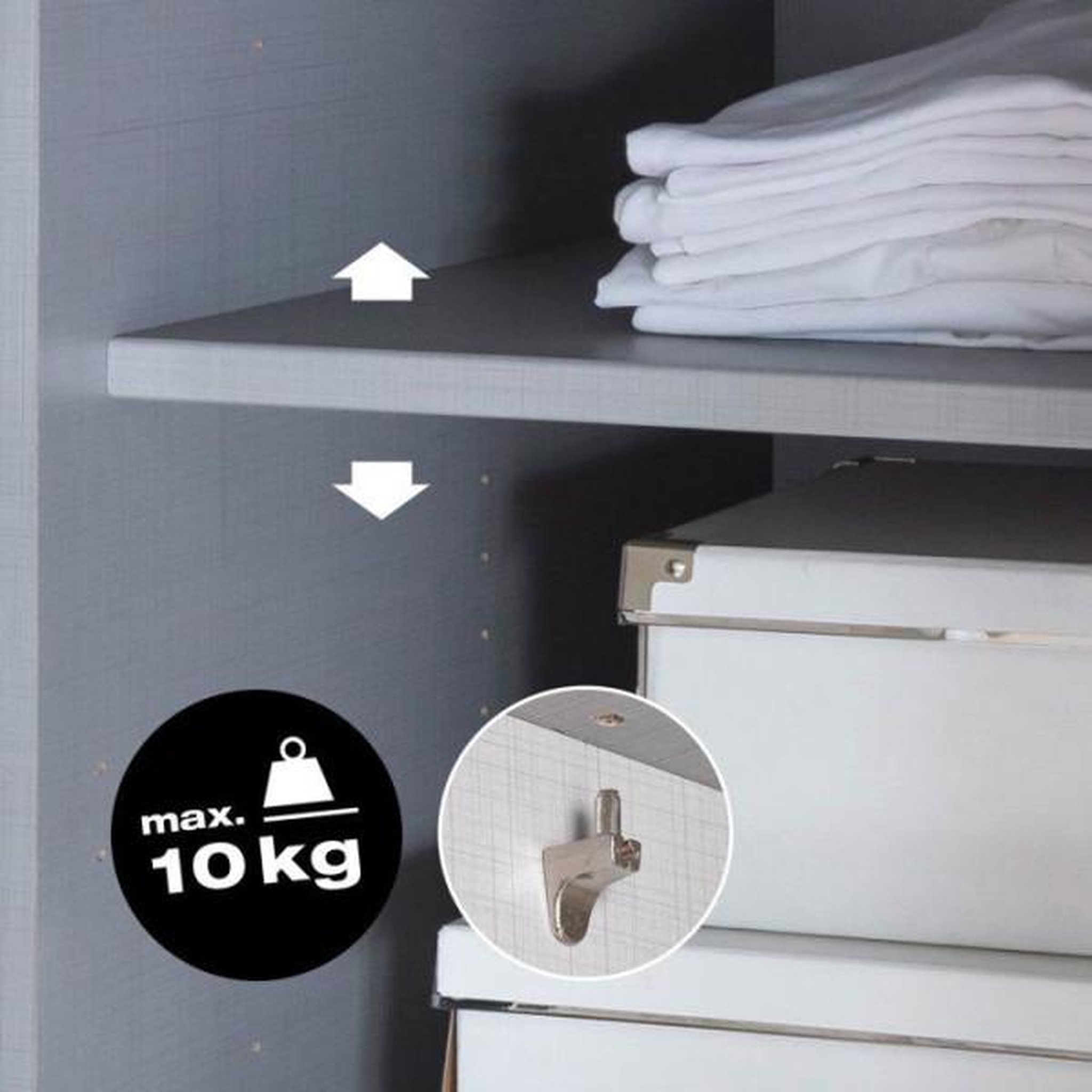 Voir la diapositive 5 : MARKET24 Armoire - décor graphite et noir - 3 portes coulissantes + 6 tiroirs - l 270 x p 64 x h 210 cm - saigon