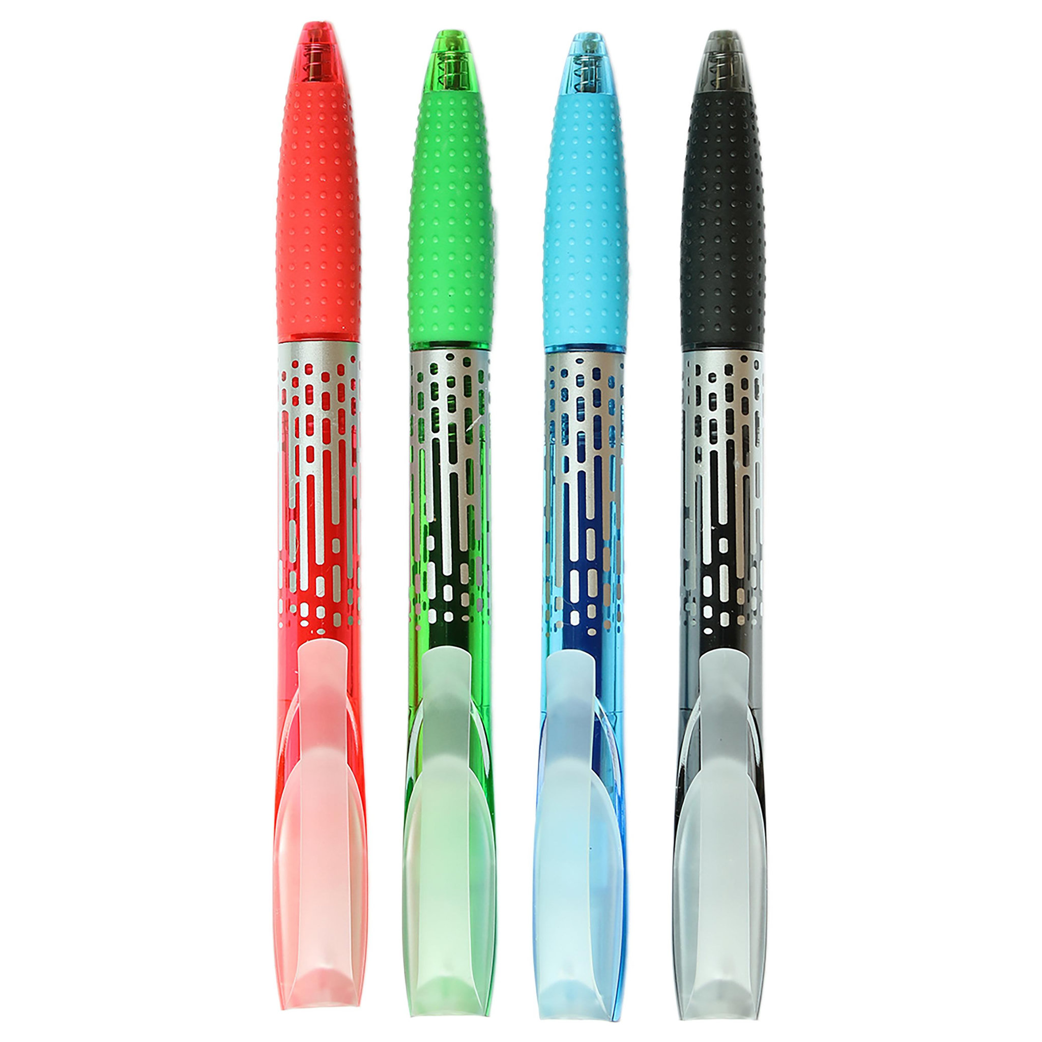 Voir la diapositive 2 : AUCHAN Lot de 4 stylos roller gel effaçables rétractables coloris assortis