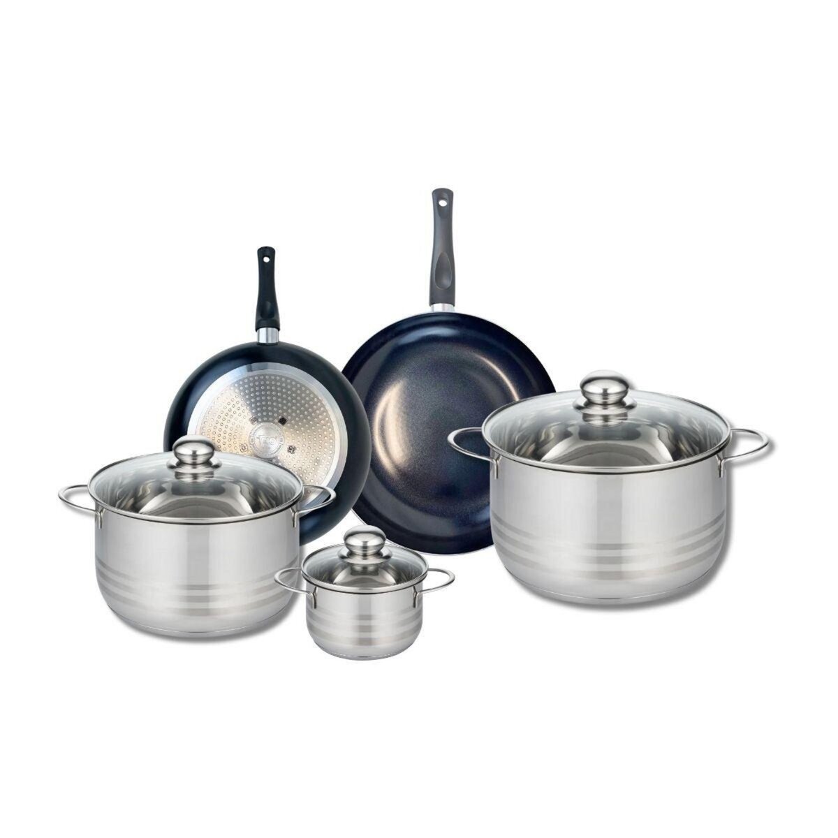 ELO Ensemble de 2 Poêles de cuisson 20 et 24 cm et 3 faitouts 12, 20 et 24 cm Elo Prima Brillant