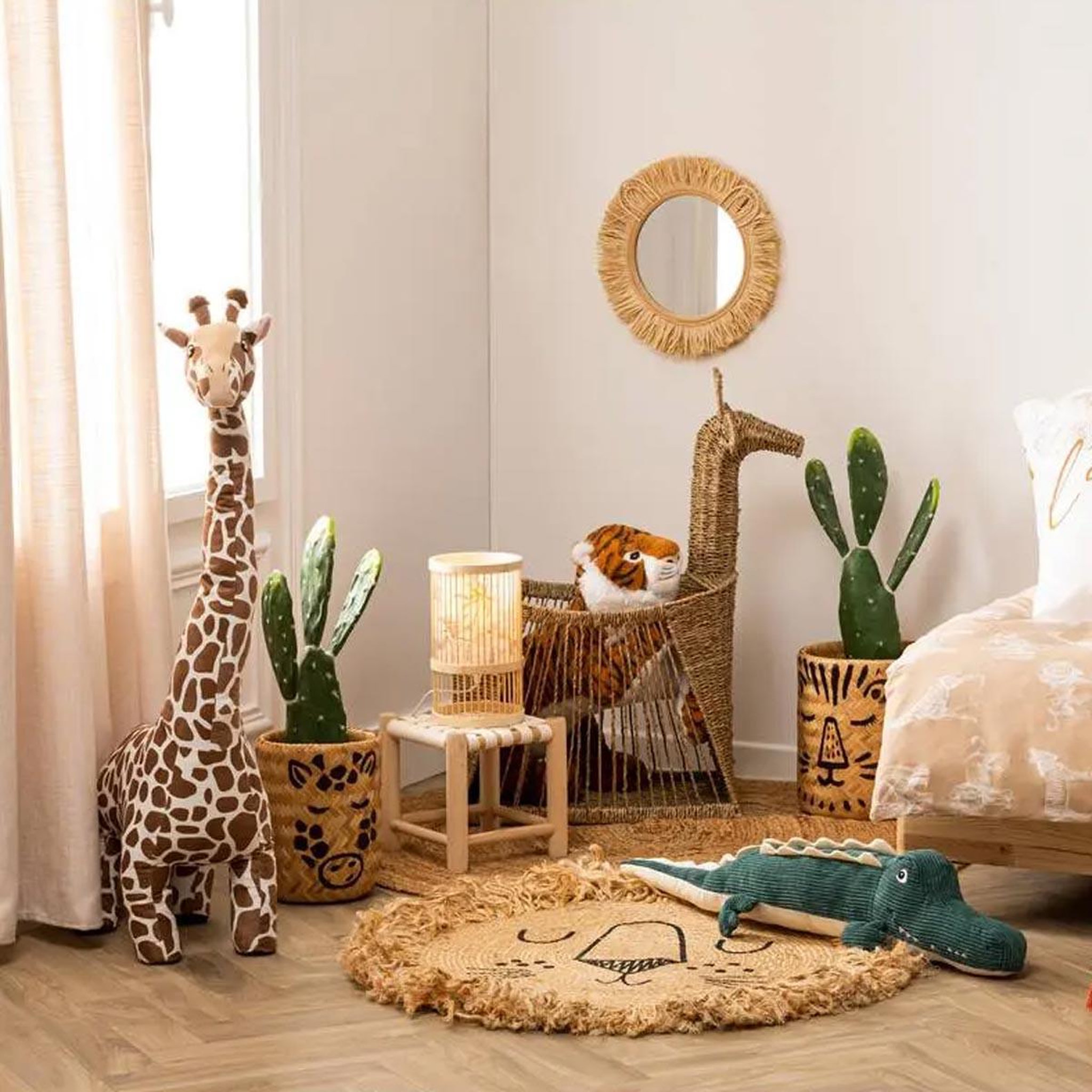 Voir la diapositive 3 : Atmosphera Kids Panier de Rangement  Girafe  78cm Naturel
