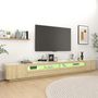 Voir la diapositive 5 : VIDAXL Meuble TV avec lumieres LED Chene sonoma 300x35x40 cm