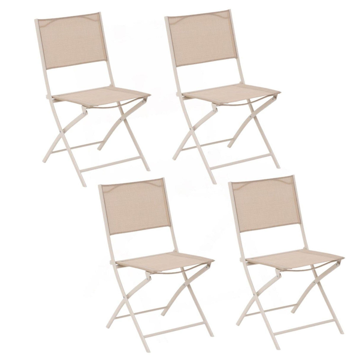 TOILINUX Lot de 4 Chaises de jardin pliables Modula