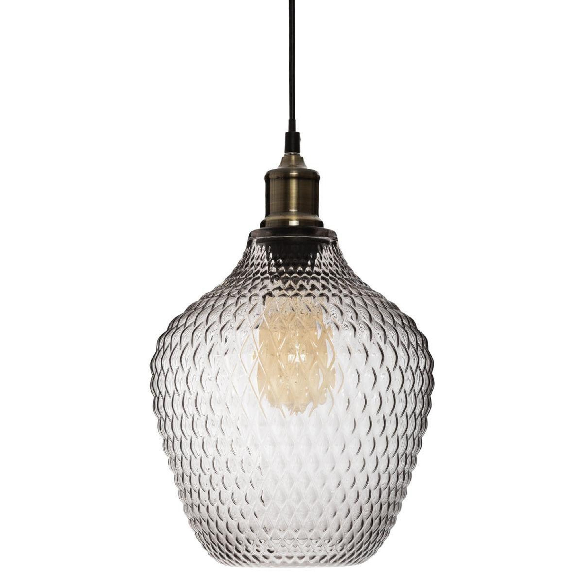 ATMOSPHERA Lampe suspension verre fumé  omaha  25cm gris