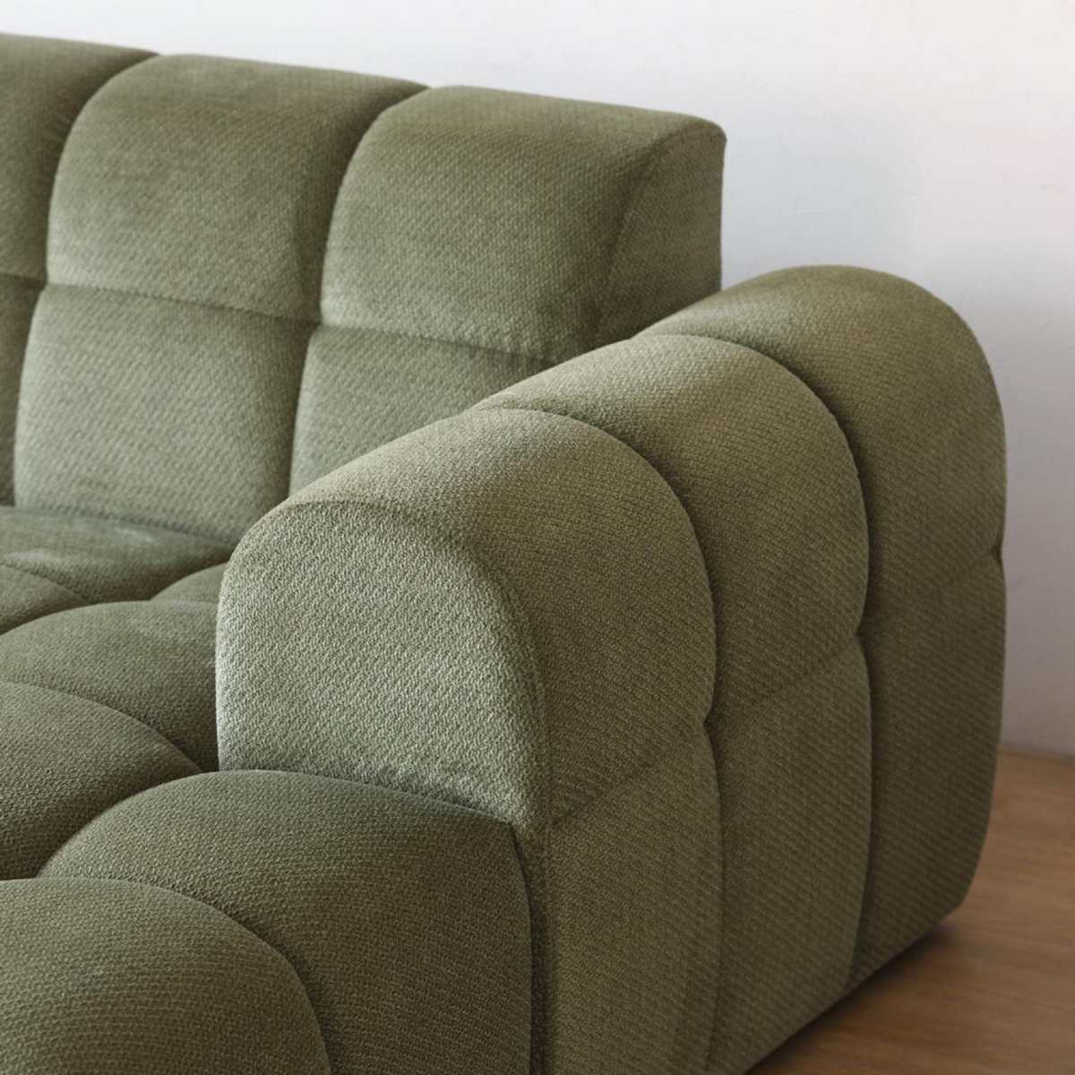 CONCEPT USINE Canapé d'angle 3 places nuage en velours vert SALFORD