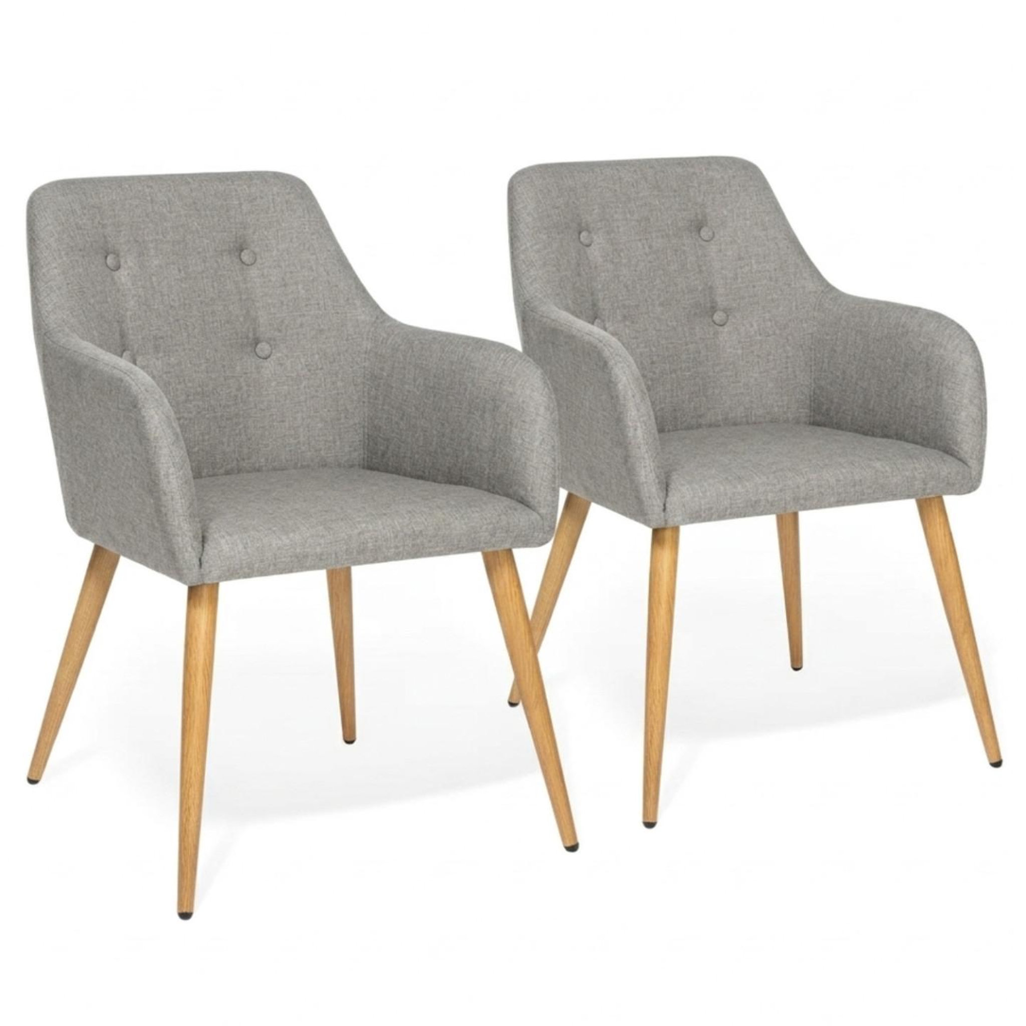 ID MARKET Lot de 2 chaises de salle à manger scandinaves, fauteuils de table dania gris