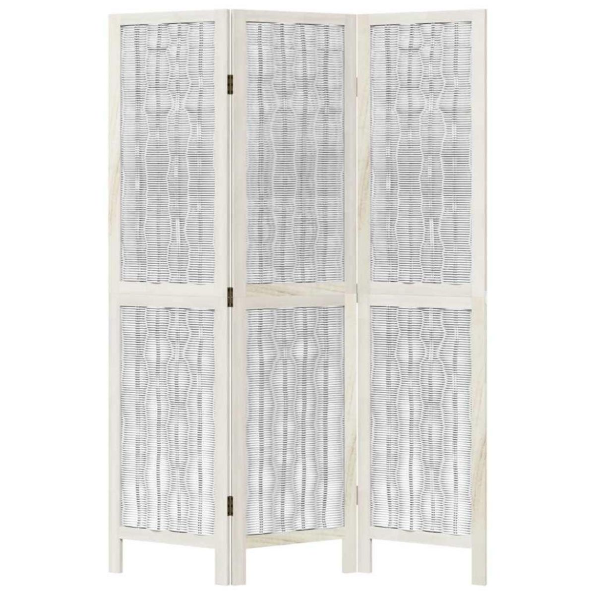 VIDAXL Cloison de separation 3 panneaux blanc bois de paulownia massif