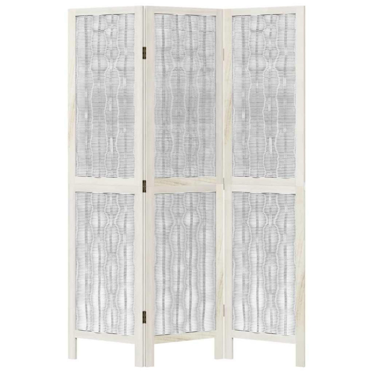 VIDAXL Cloison de separation 3 panneaux blanc bois de paulownia massif